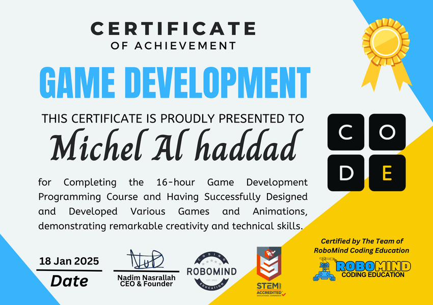 Michel Al haddad Game Development Certificate.png